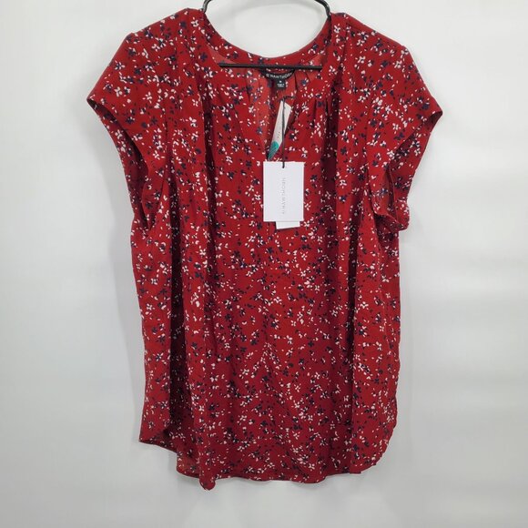 41 Hawthorn Morey Split Neck Short Sleeve Blouse Top Women Size Plus 2X NWT - Picture 2 of 12
